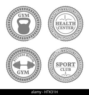 Set of four sports emblems, labels, logos and design elements in retro style part of fifth, vector illustration Stock Vector