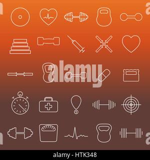 Icons sport and health of thin lines, vector illustration. Stock Vector