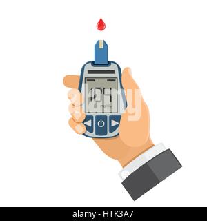 blood glucose meter in hand Stock Vector