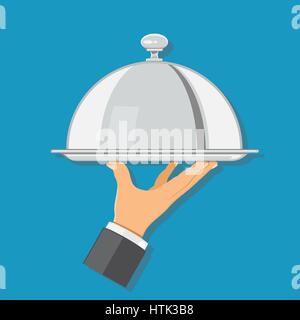 tray on hand Stock Vector