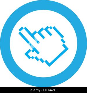 blue symbol pixel hand cursor icon Stock Vector