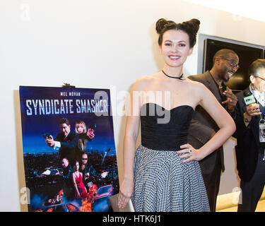 Los Angeles, California, USA. 11th March, 2017.  Actress/model Natasha Blasick attends the world premiere of 'Syndicate Smasher', an action-packed crime thriller movie, at the Downtown Independent Theatre in Los Angeles, California, on March 11, 2017. © Sheri Determan/Alamy Live News Stock Photo