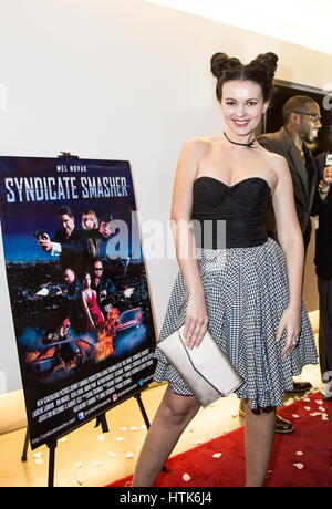 Los Angeles, California, USA. 11th March, 2017. Actress/model Natasha Blasick attends the world premiere of 'Syndicate Smasher', an action-packed crime thriller movie, at the Downtown Independent Theatre in Los Angeles, California, on March 11, 2017. © Sheri Determan/Alamy Live News Stock Photo