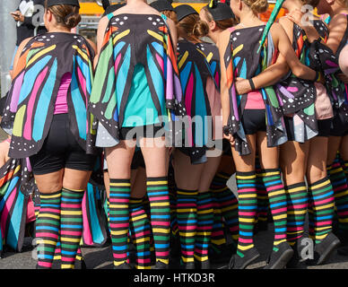 Melbourne, Australia. 13th March 2017. Melbourne's Moomba Parade for 2017 took place in stunning weather. There was plenty of excitement in the staging area as the performers waited to start the parade. Credit: David Brewster/Alamy Live News Stock Photo