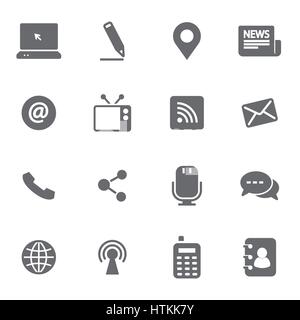 Vector black communication icons set on white background Stock Vector