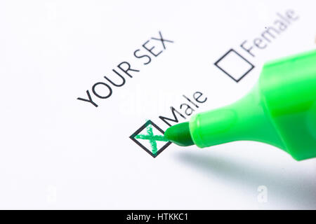 MALE Gender check box on paper. Stock Photo