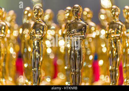 Group of Shiny Golden Trophies Stock Photo