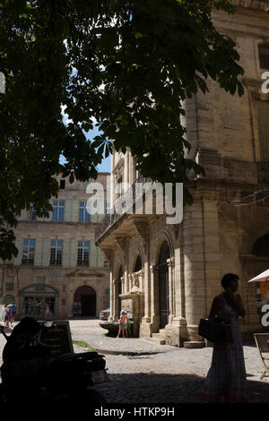 Summery street scene in Pézenas, South of france Stock Photo