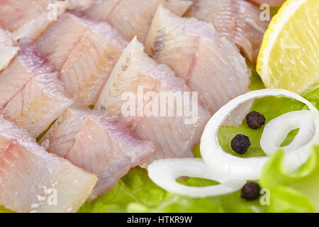 Fillet of a lightly salted grayling closeup Stock Photo