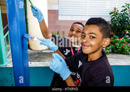Miami Florida,Allapattah,Comstock Elementary School,Martin Luther King Jr. Day of Service,MLK,beautification project,Hispanic ethnic boy boys,male kid Stock Photo