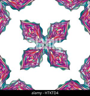 Hand drawn ornament pattern. Vector geometric tracery seamless background. Abstract colorful rhombus texture for wallpaper, wrapping, textile design,