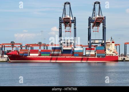 container ship at container terminal Stock Photo