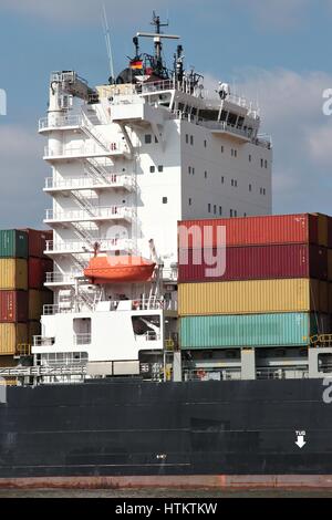 superstructure of a large container ship Stock Photo