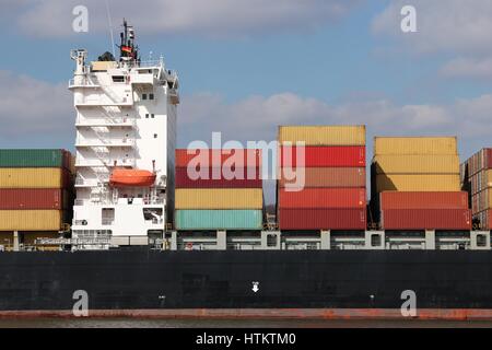 superstructure of a large container ship Stock Photo