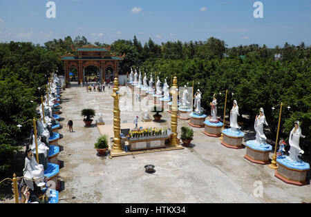 BAC LIEU, VIET NAM, Group of Buddha statue at Hung Thien pagoda, Mekong Delta, a place for religion travel, amazing scene with big statue Stock Photo