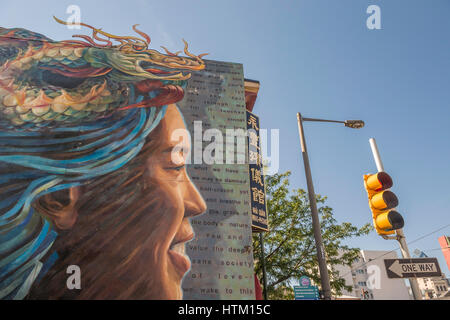 Gateway to Chinatown: Colors of Light, mural, by Josh Sarantitis, 247 N. 12th Street, Center City, Philadelphia, PA, USA Stock Photo