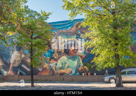 Gateway to Chinatown: Colors of Light, mural, by Josh Sarantitis, 247 N. 12th Street, Center City, Philadelphia, PA, USA Stock Photo