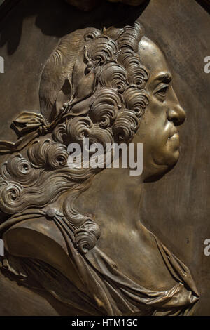 Holy Roman Emperor Charles VI (1685 - 1740) depicted on his sarcophagus in the Kaisergruft (Imperial Crypt) in Vienna, Austria. Stock Photo