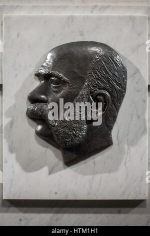 Emperor Franz Joseph I of Austria (1830 - 1916) depicted on his sarcophagus in the Kaisergruft (Imperial Crypt) in Vienna, Austria. Stock Photo