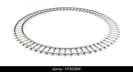 Infinity rails in the circle loop. 3D illustration isolated on the white. Stock Photo