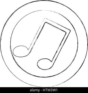 blurred silhouette circular frame with musical note Stock Vector