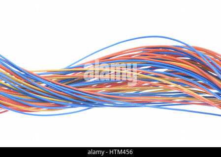 Colorful electrical cables isolated on white background Stock Photo