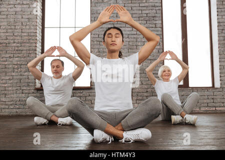 Three Asian Woman Doing Yoga Pose in Home Studio Stock Image - Image of  family, active: 213053361