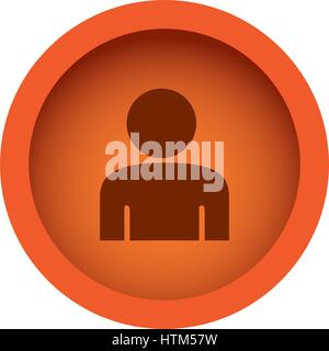 orange color circular frame with silhouette half body figure person Stock Vector