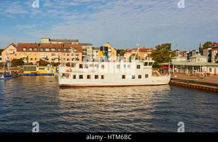 Ferry in harbour, Vaxholm, Stockholm archipelago, Sweden, Scandinavia Stock Photo