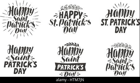 Saint Patrick's Day, lettering. Label set, vector illustration Stock Vector