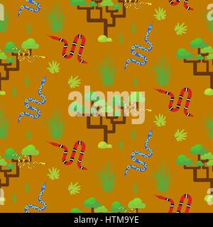 Savannah landscape seamless pattern vector. Stock Vector
