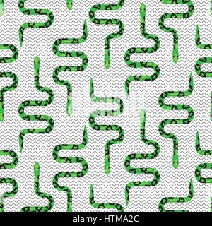 Cartoon snake on white seamless pattern vector. Stock Vector