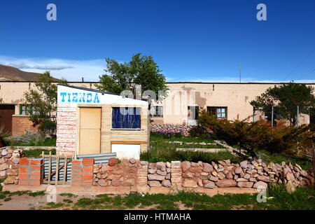 Rustic shop that is closed in small hut in Pulacayo village, Potosi Department, Bolivia Stock Photo