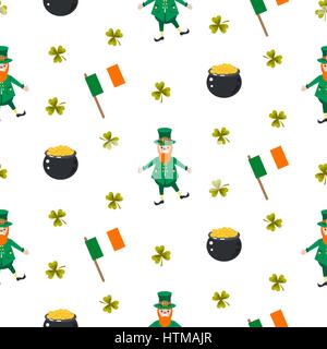 Ireland Saint Patrick vector seamless pattern. Stock Vector