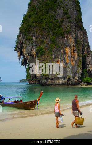 Koh Nok island and Pranang Cave Beach. Railay. Krabi province, Thailand. Stock Photo
