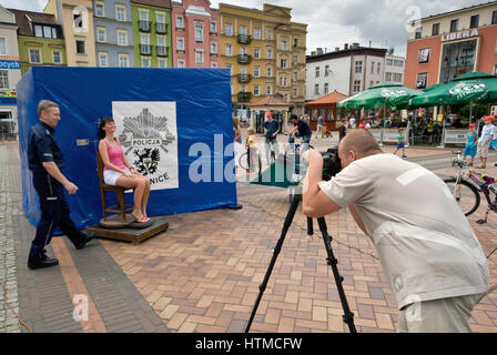 Taking pictures at Police Festival at Stary Rynek (Old Market Square) in Chojnice, Pomorskie, Poland