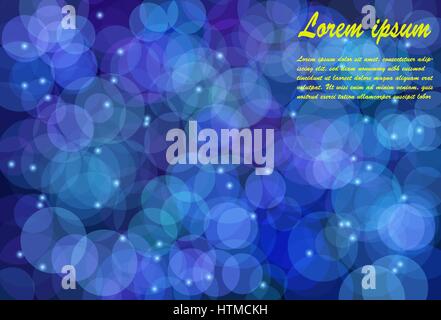 Blurry bokeh circles against dark blue background Stock Vector