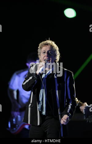 Roger Daltrey of the rock band, The Who, at the Super Bowl in Miami, Florida, USA on February 7, 2010. Photo by Francis Specker Stock Photo