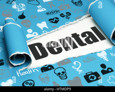 Healthcare concept: black text Dental under the piece of  torn paper Stock Photo