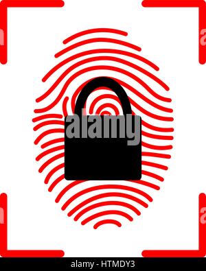 Vector Touch id Fingerprint icon. Touch id Fingerprint simple icon on a light balck background Stock Vector