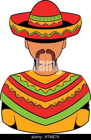 Mexican man icon cartoon Stock Vector