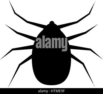 Mite sign isolated on white background. Encephalitis mite skin parasite silhouette. Stock Vector