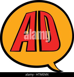 Speech buble with AD letters icon cartoon Stock Vector