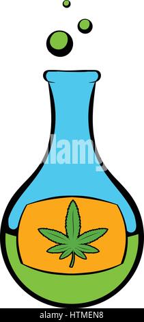 Chemical test tube with marijuana leaf icon Stock Vector