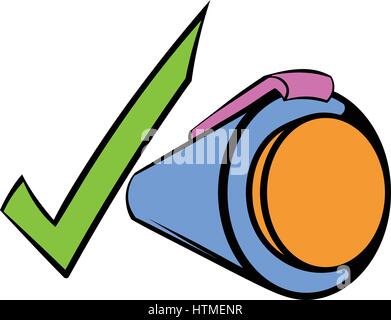 Pen and green checkmark icon cartoon Stock Vector