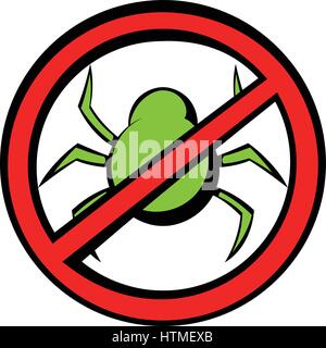No computer virus, prohibition sign icon cartoon Stock Vector