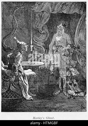 Marley's ghost appearing to Scrooge. Illustration for Charles Dickens (1812-1870) 'A Christmas Carol', London 1843-1844 Stock Photo