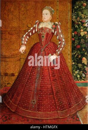 Elizabeth I (1533-1603) queen of England and Ireland from 1558. Hampden portrait. Full length portrait of the young queen. Oil on canvas mid to late 1660s. Stock Photo