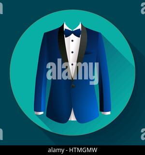 Dark blue man suit Vector icon Stock Vector