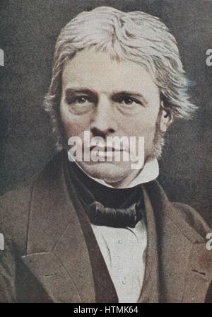 Michael Faraday (1791-1867) British physicist and chemist. From hand-tinted photograph Stock Photo